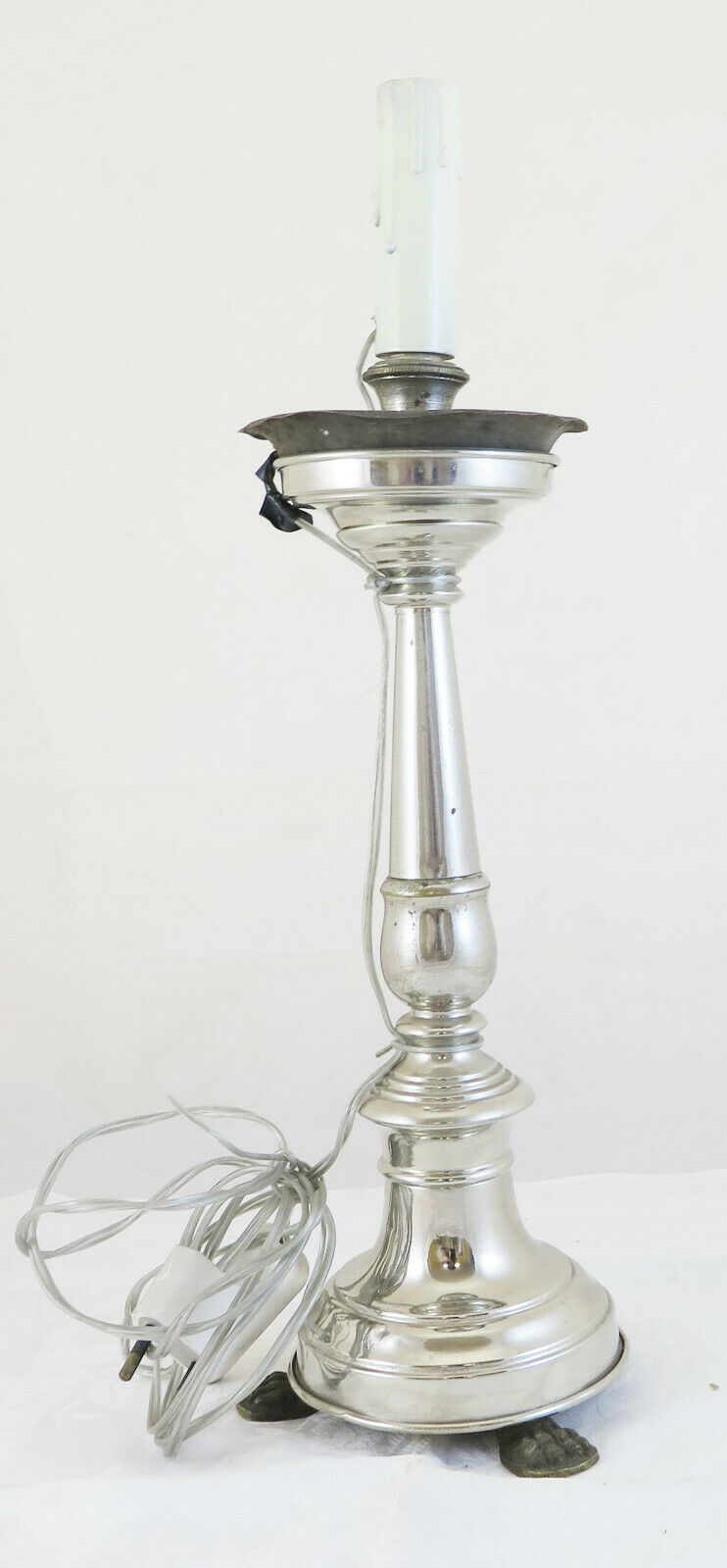 ABAT JOUR VINTAGE TABLE LAMP IN HANDMADE CHROME METAL 1960 CH5