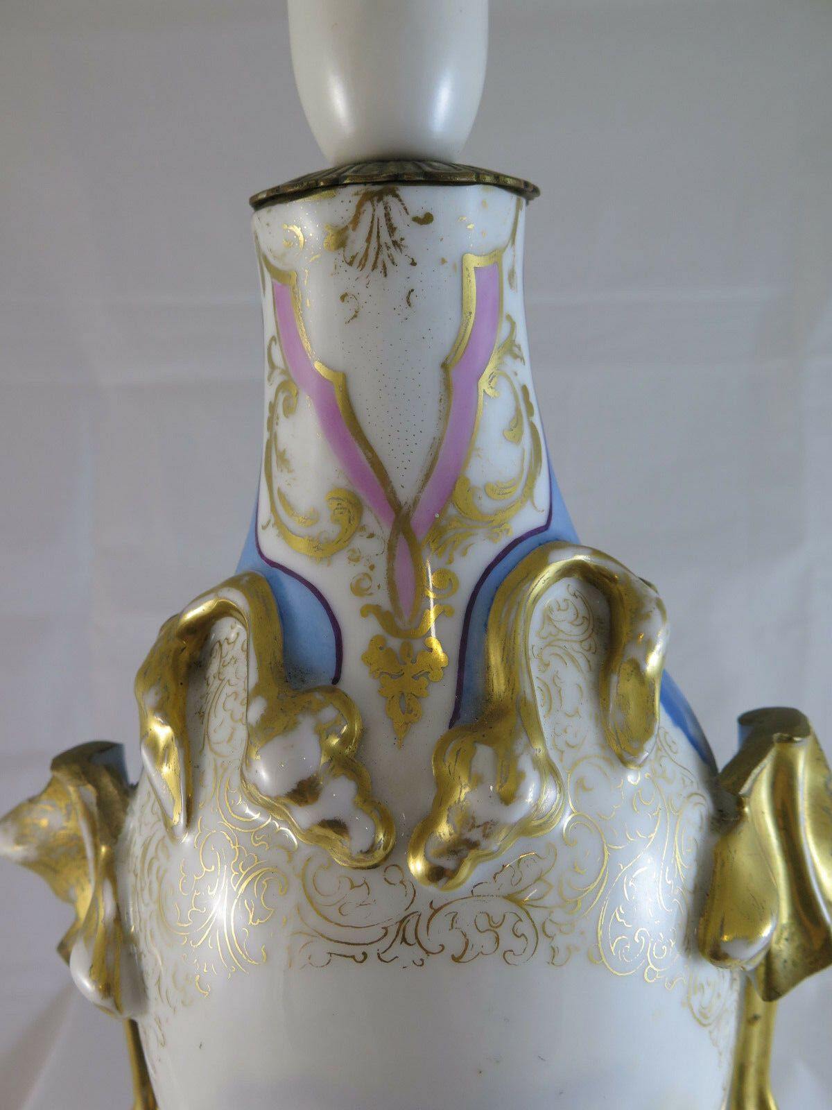 STUPENDA LAMPADA IN PORCELLANA DA TAVOLO O SCRIVANIA DIPINTA A MANO R71 - Belbello Antiques