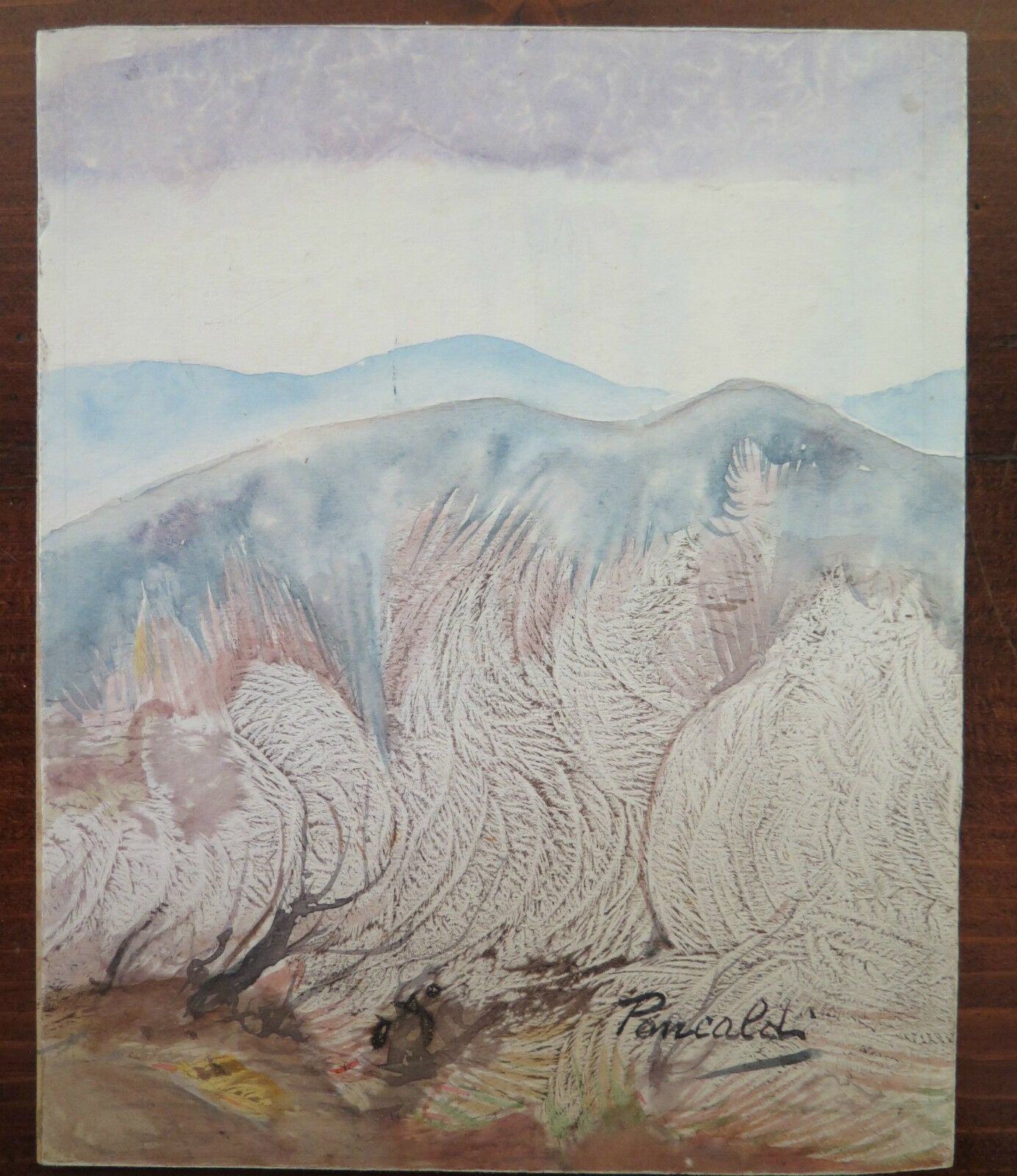 MODERN PAINTING STYLIZED LANDSCAPE WITH FROST TECHNIQUE SIGNED PANCALDI p3