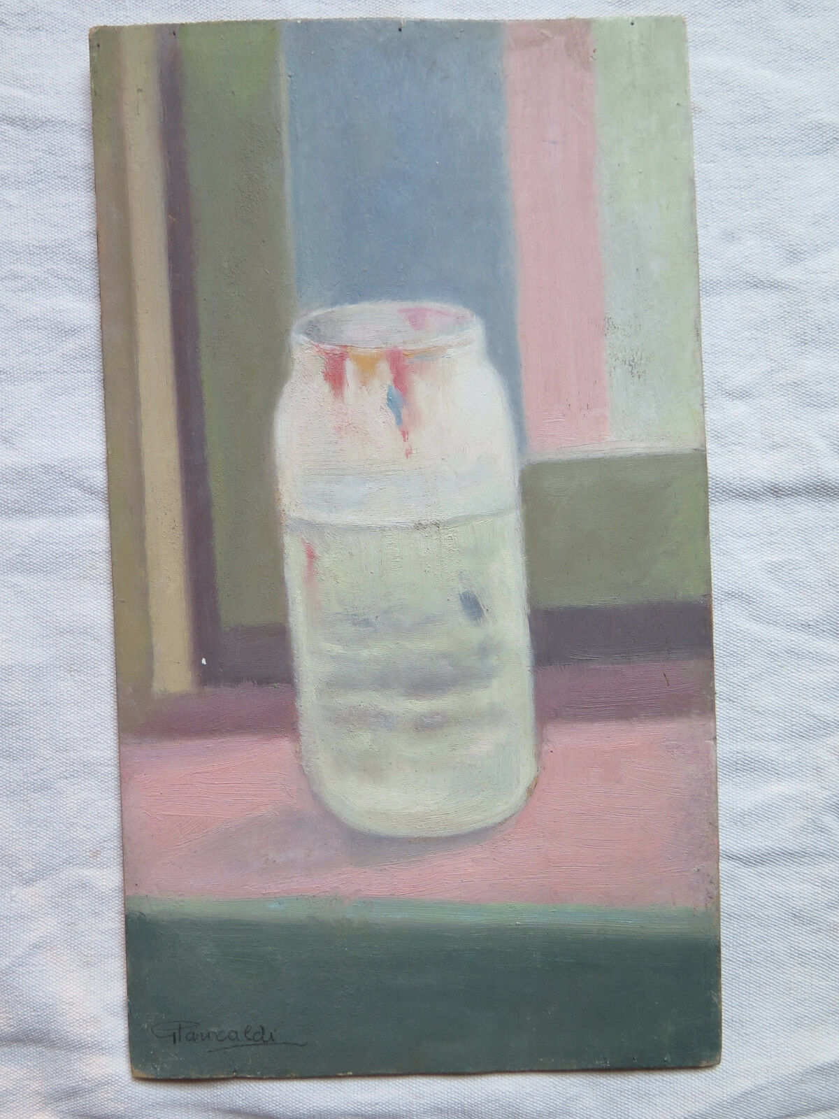 QUADRO MODERNO 1960 DIPINTO AD OLIO SU TAVOLA STILE GIORGIO MORANDI PANCALDI p9