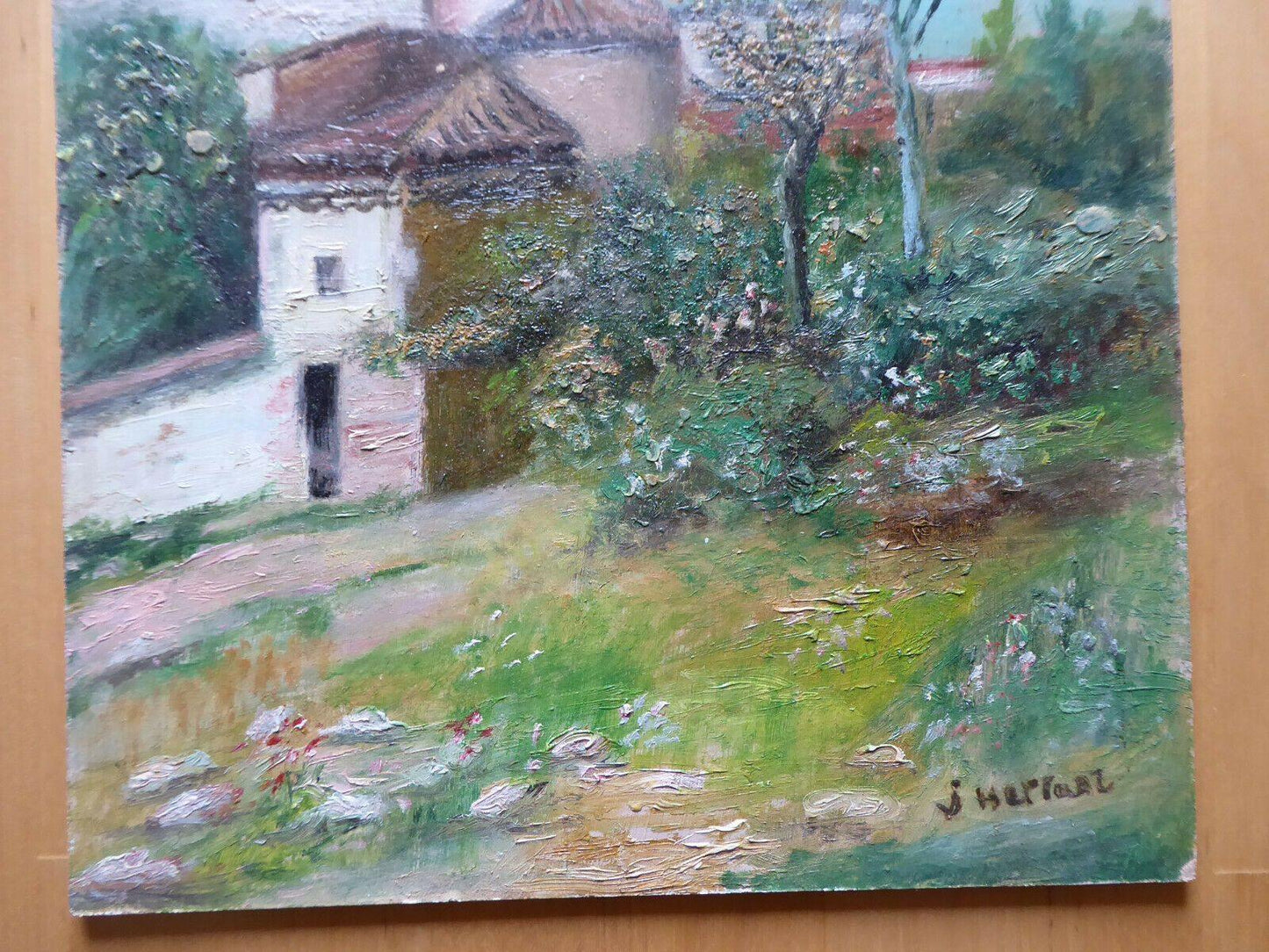 PAESAGGIO SPAGNOLO IN PRIMAVERA VECCHIO QUADRO IN STILE IMPRESSIONISTA MD3 - Belbello Antiques