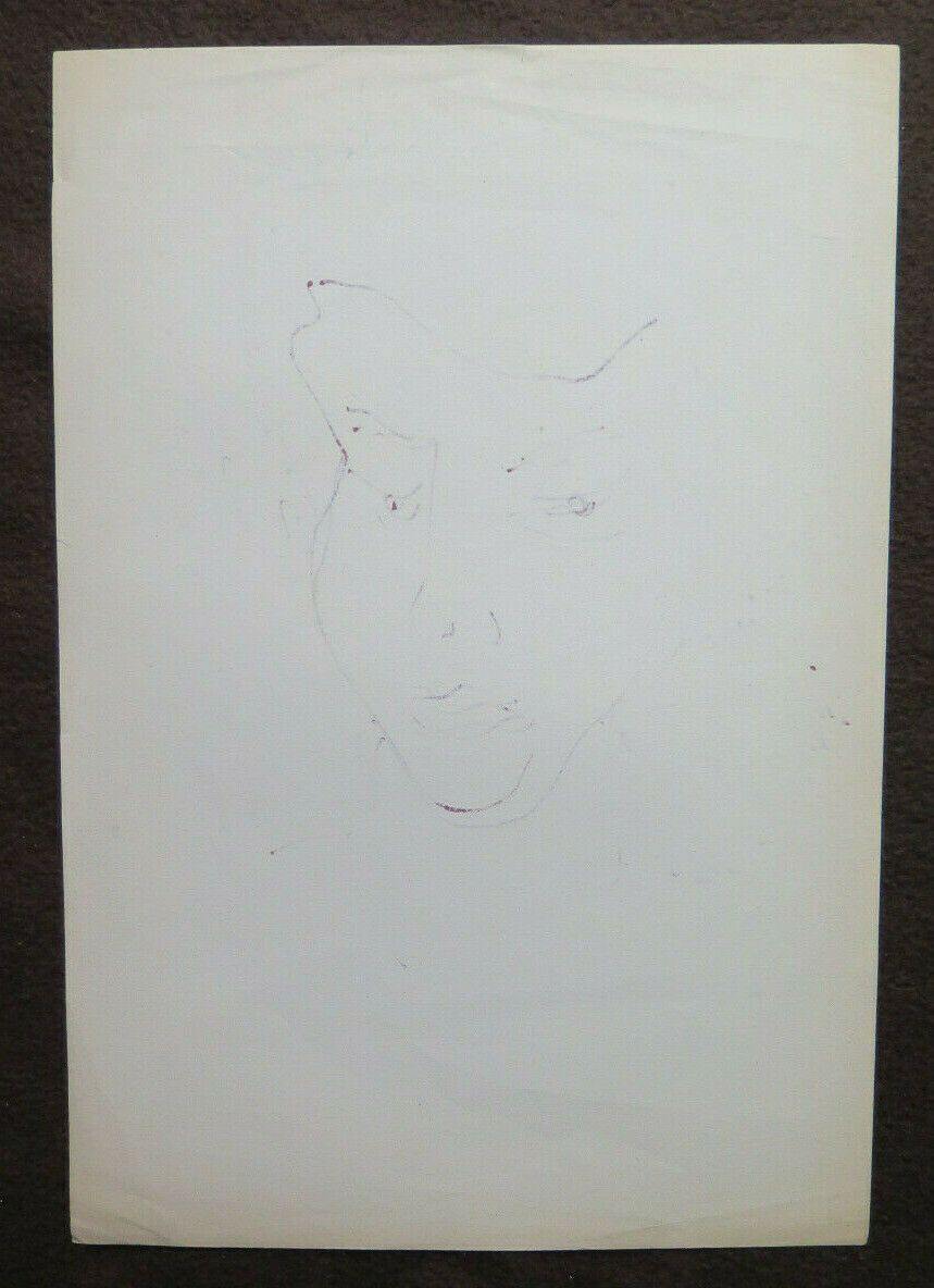 DISEGNO SU CARTA RITRATTO FRONTALE RAGAZZA BOZZETTO SCHIZZO STUDIO PITTORE P28.8 - Belbello Antiques