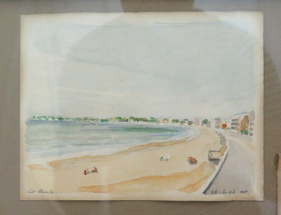 PAESAGGI FRANCESI 4 ACQUERELLI LA BAULE MALBUISSON QUADRO DIPINTO VINTAGE BM45 - Belbello Antiques