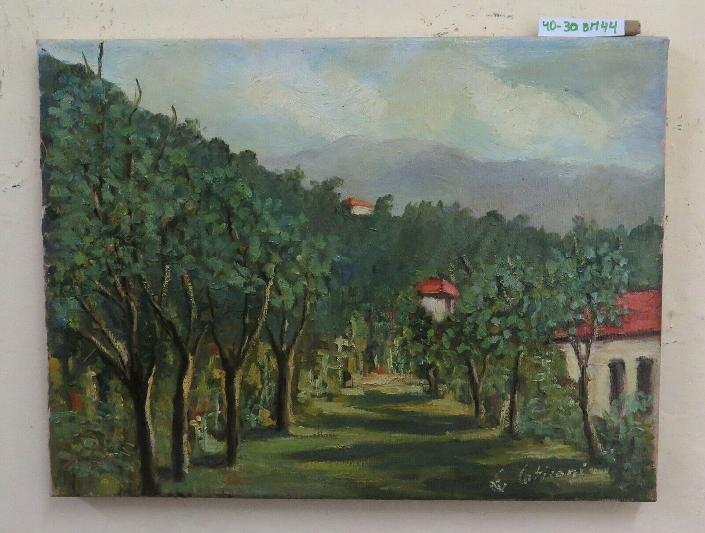 OLD OIL PAINTING PESAGGIO WORK BY THE PAINTER LUIGI COTICONI PAINTING BM44 