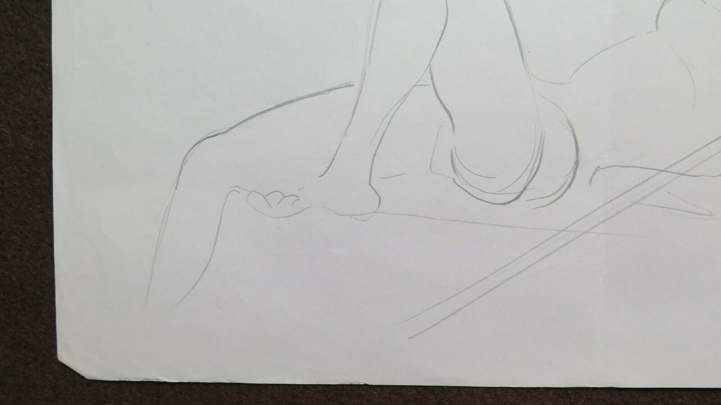 VECCHIO DISEGNO ANNI '60 BOZZETTO SCHIZZO NUDO FEMMINILE IN COSTUME BAGNO P28.9 - Belbello Antiques