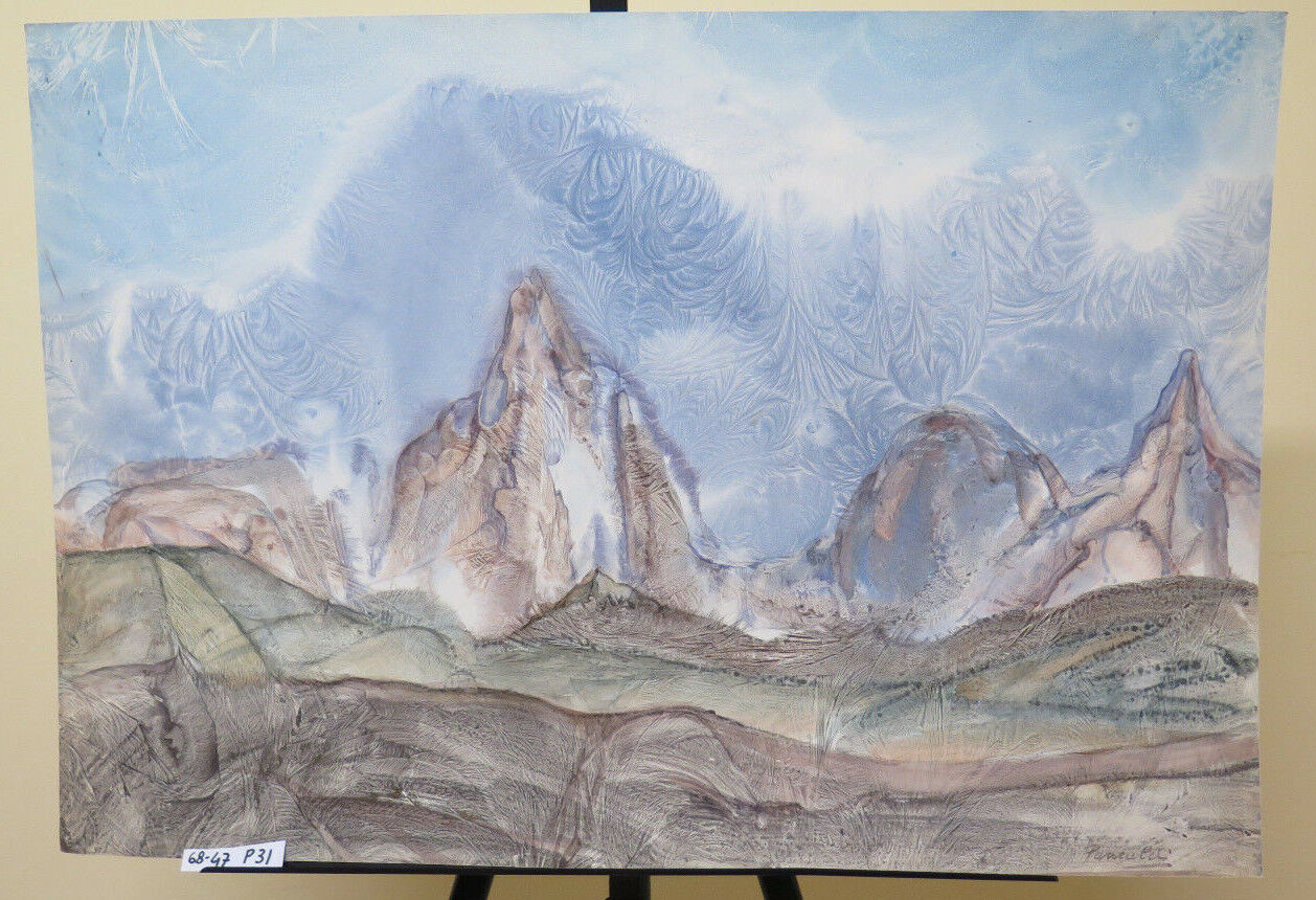 MODERN PAINTING FROM THE SIXTY VINTAGE ALPINE LANDSCAPE DOLOMITES LAVAREDO P31