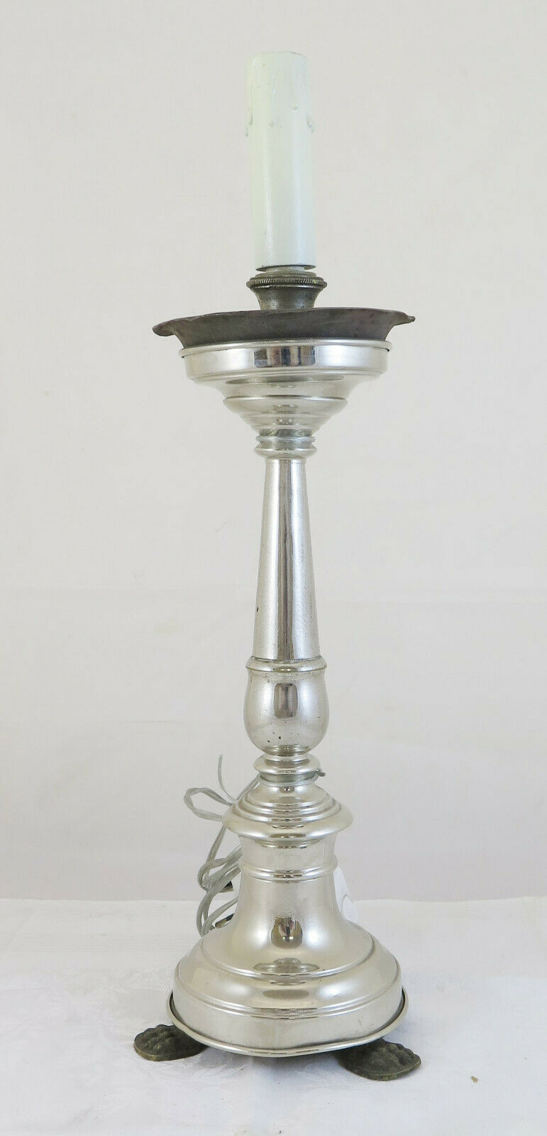 ABAT JOUR VINTAGE TABLE LAMP IN HANDMADE CHROME METAL 1960 CH5