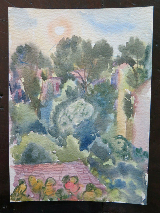 PAINTING PAINTED IN WATERCOLOR BY THE PAINTER G. PANCALDI OF MODENA LANDSCAPE P14