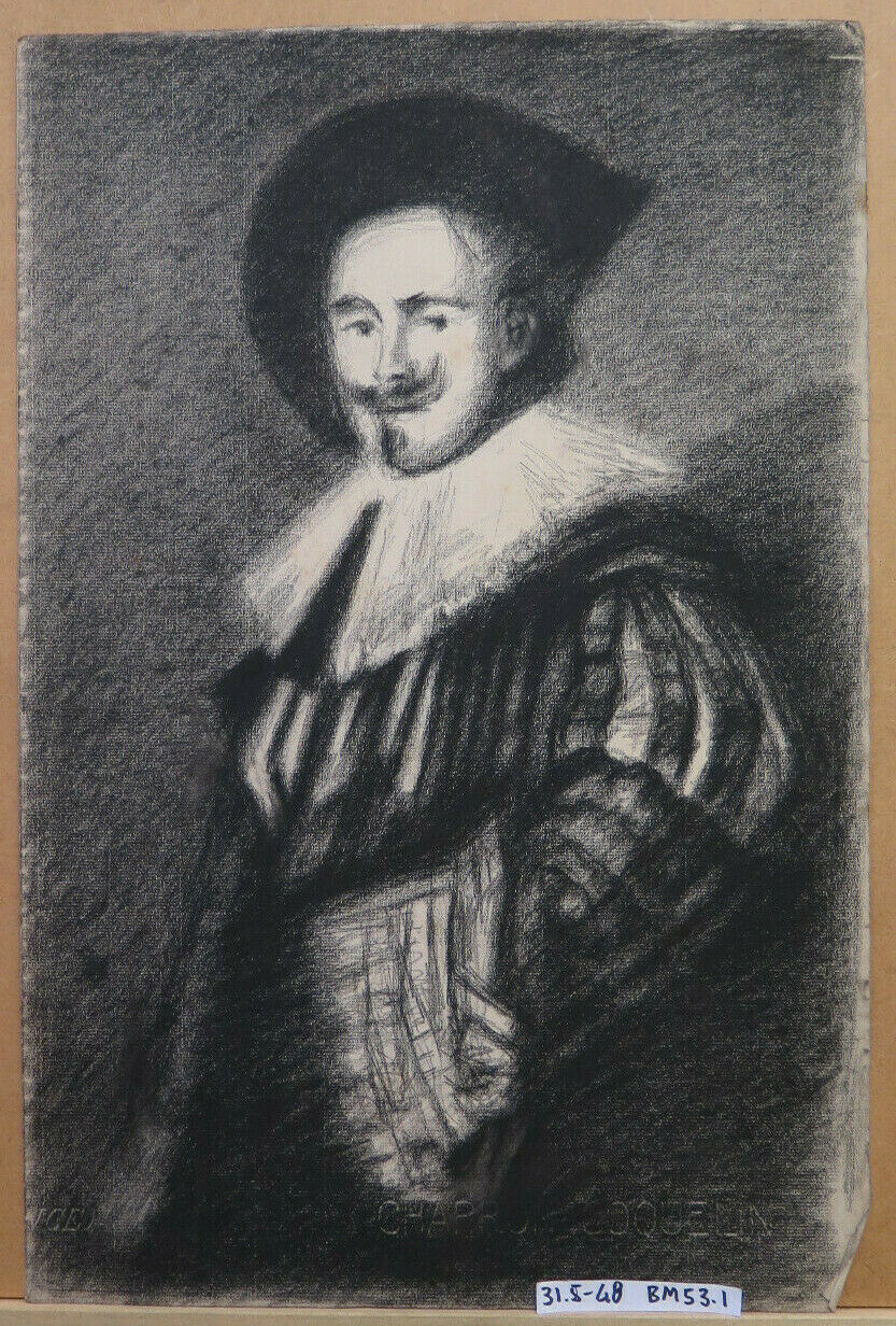 DISEGNO ANTICO RITRATTO GENTILUOMO ARTISTA FRANCESE Pierre Duteurtre DUT BM53.1