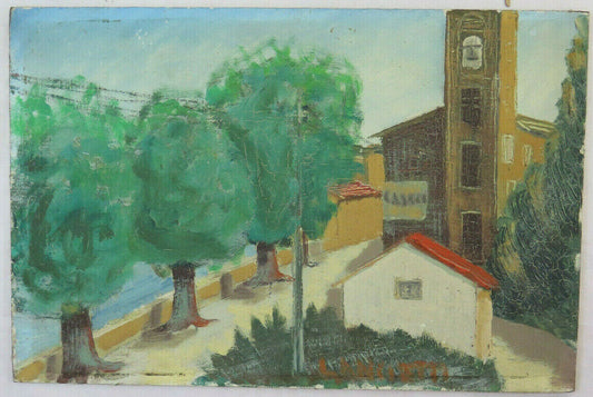 QUADRO AD OLIO VEDUTA DI CASOLI DIPINTO VINTAGE FIRMATO E DATATO PAESAGGIO BM38