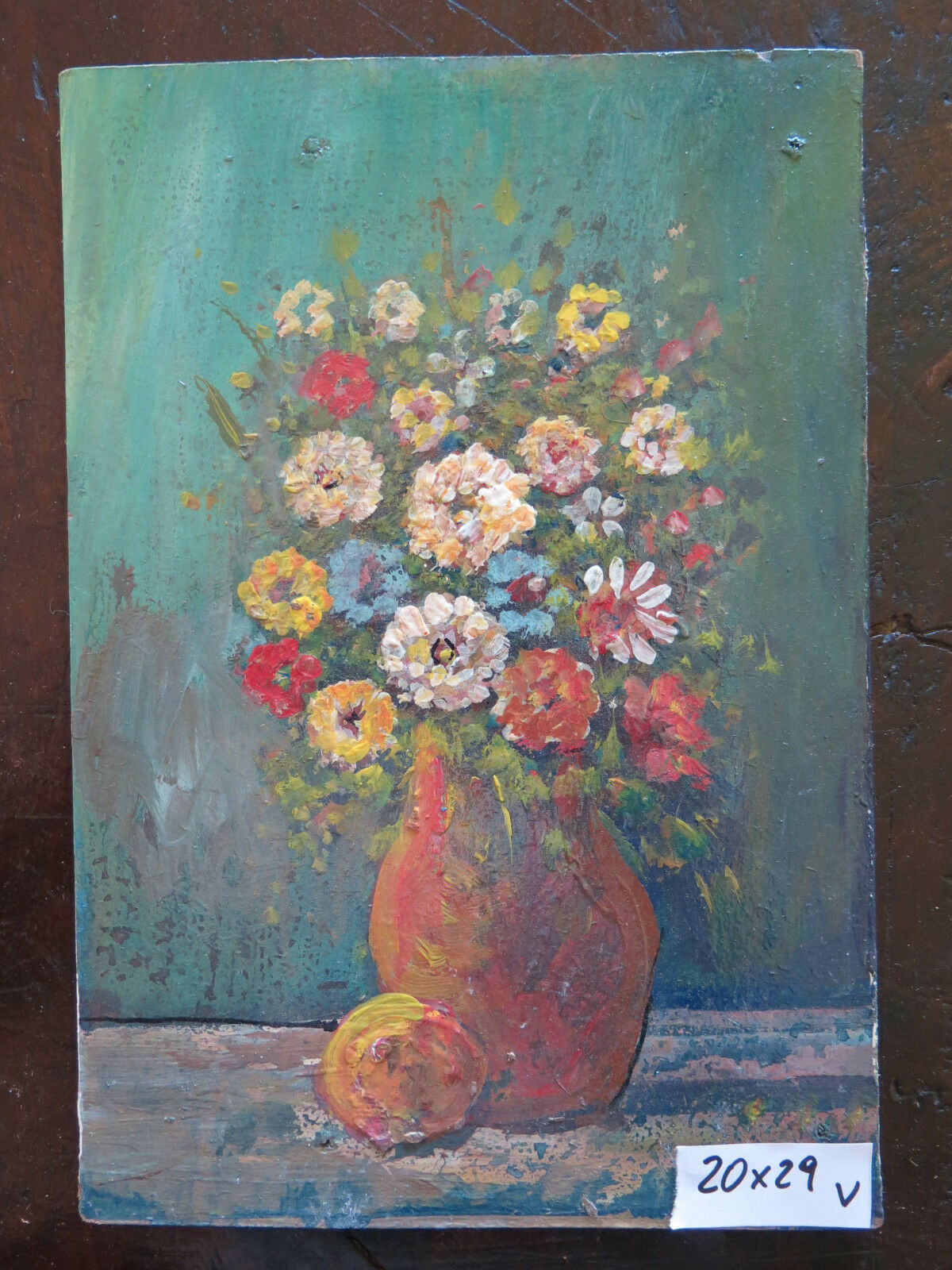 QUADRO DIPINTO AD OLIO SU TAVOLA IN STILE IMPRESSIONISTA FIORI FLOREALE v - Belbello Antiques