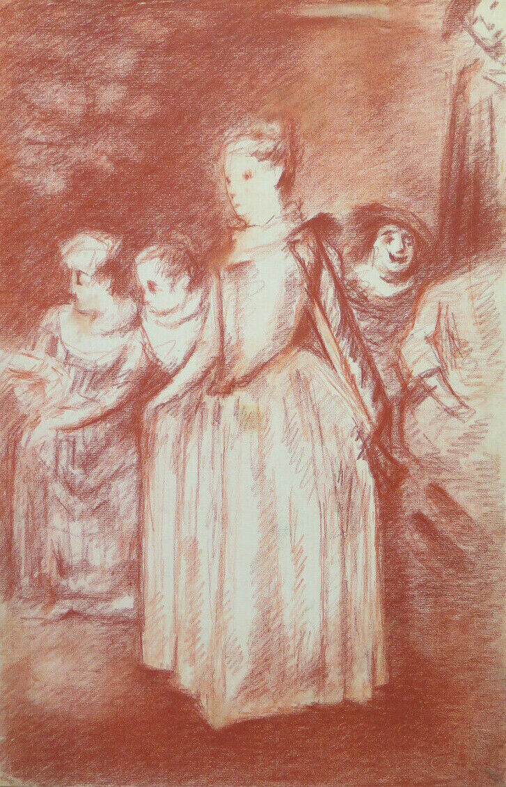 ANTICO DISEGNO A SANGUIGNA CON FIGURE FEMMINILI Pierre Duteurtre DUT BM53.1 C