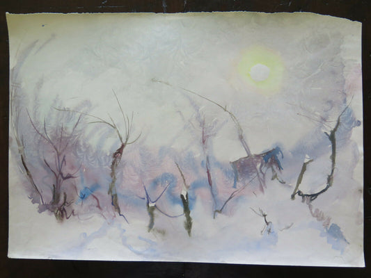 50x35 cm PAINTING DREAM-COVERED WINTER LANDSCAPE PAINTING FROST TECHNIQUE P14