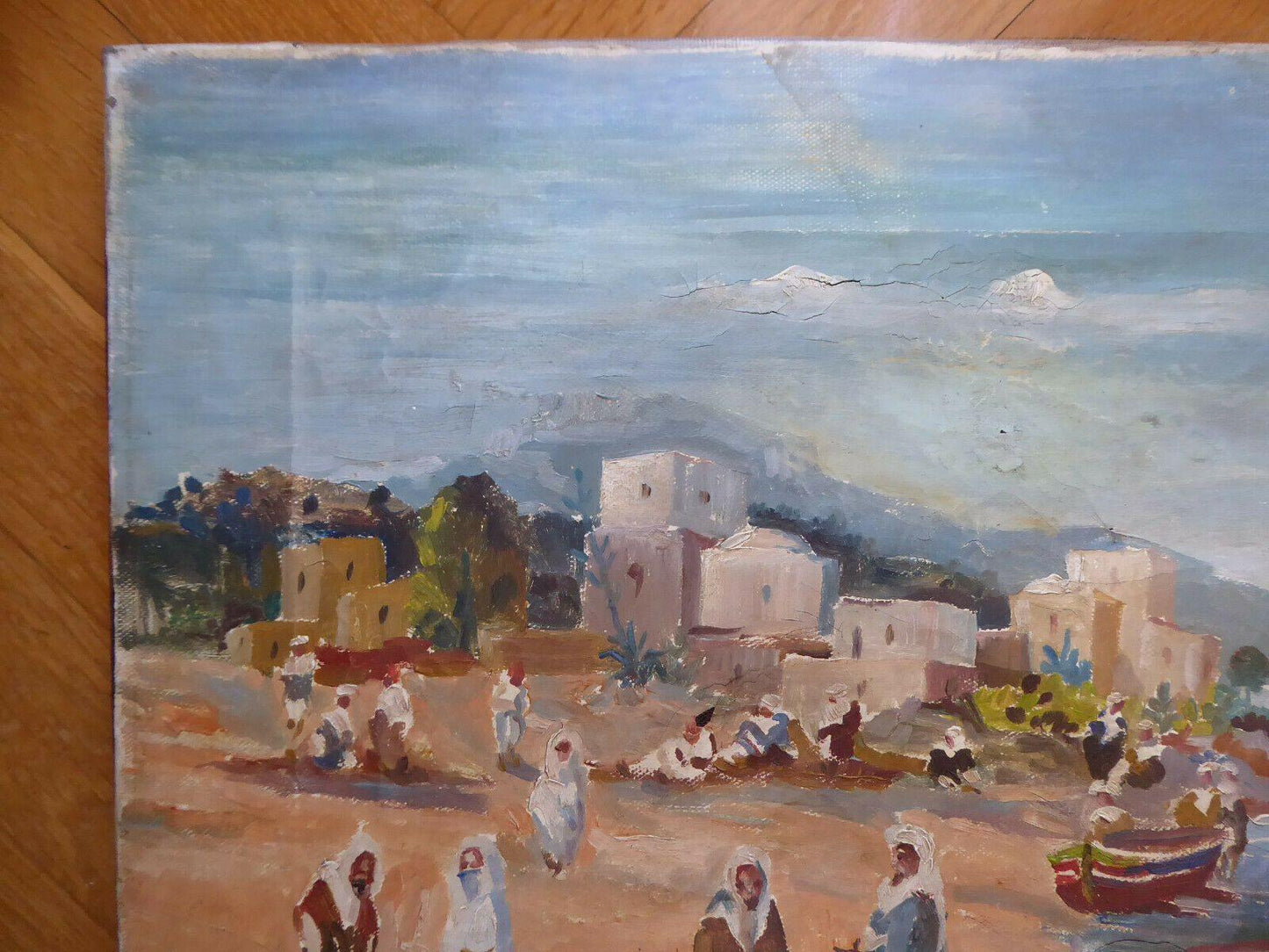 VECCHIO QUADRO IN STILE ORIENTALISTA MARINA MARE PITTORE V. SEGURA 1930-2015 MD5 - Belbello Antiques