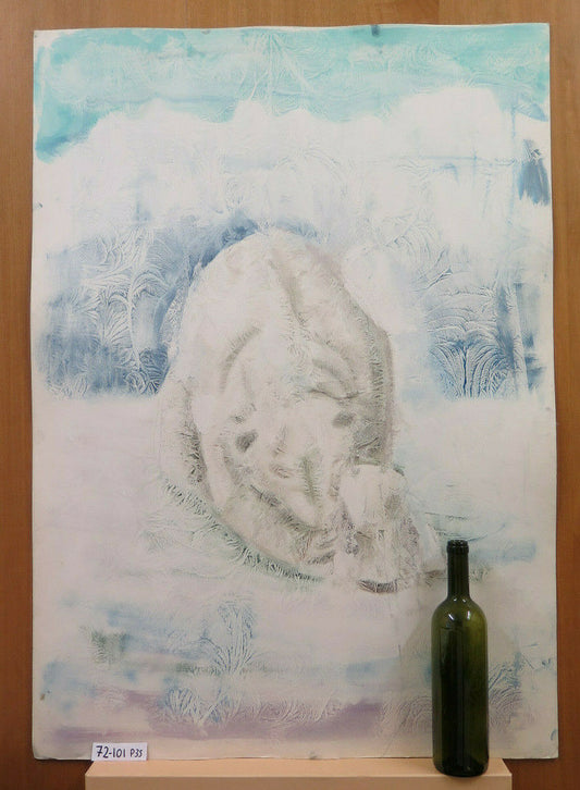 WHITE BEAR POLAR BEAR PAINTING WATERCOLOR PAINTING FROST TECHNIQUE 80'S P35