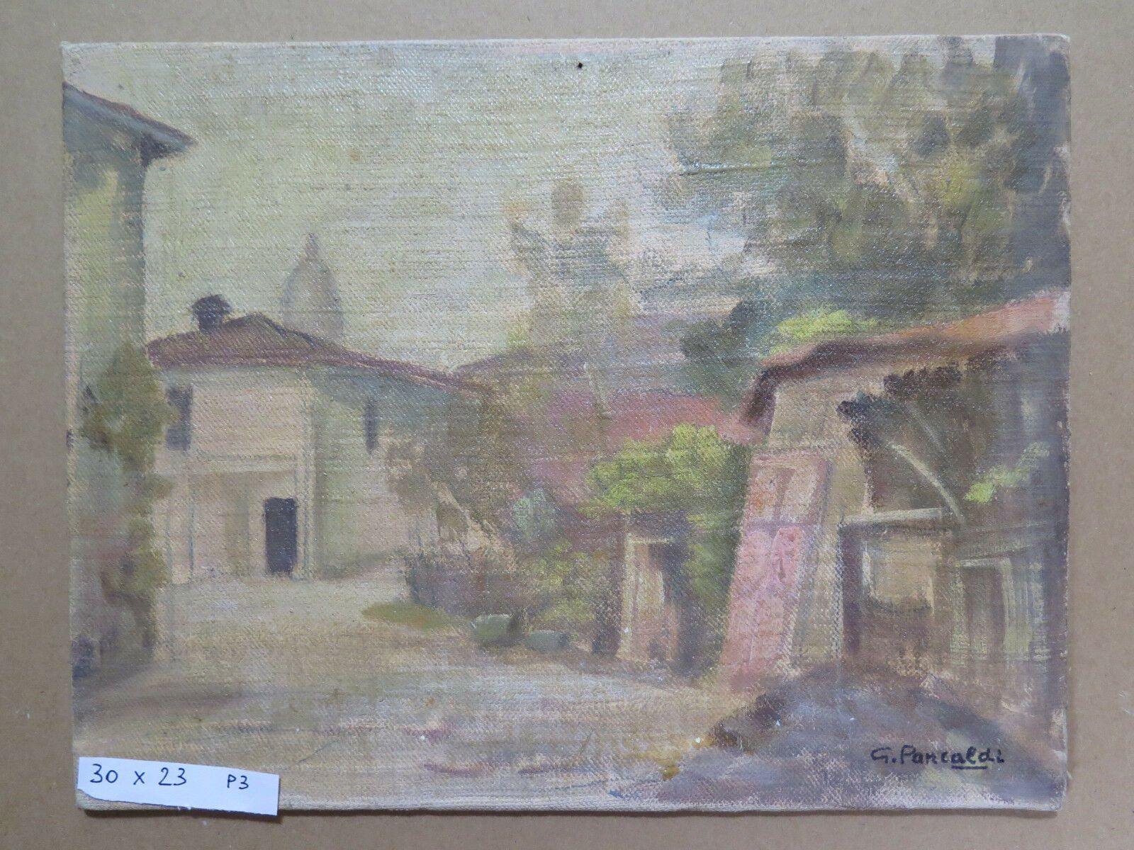 QUADRO ANTICO DIPINTO OLIO SU TAVOLA ORIGINALE FIRMATO PAESAGGIO DI CAMPAGNA p3 - Belbello Antiques