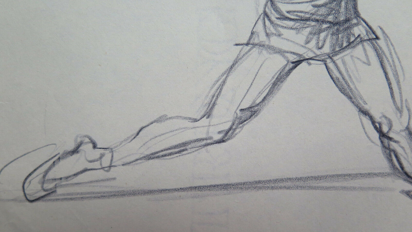 TWO OLD SKETCHES DRAWINGS OF FIGURES OF MARATHON ATHLETES JAVELIN THROW P28.7