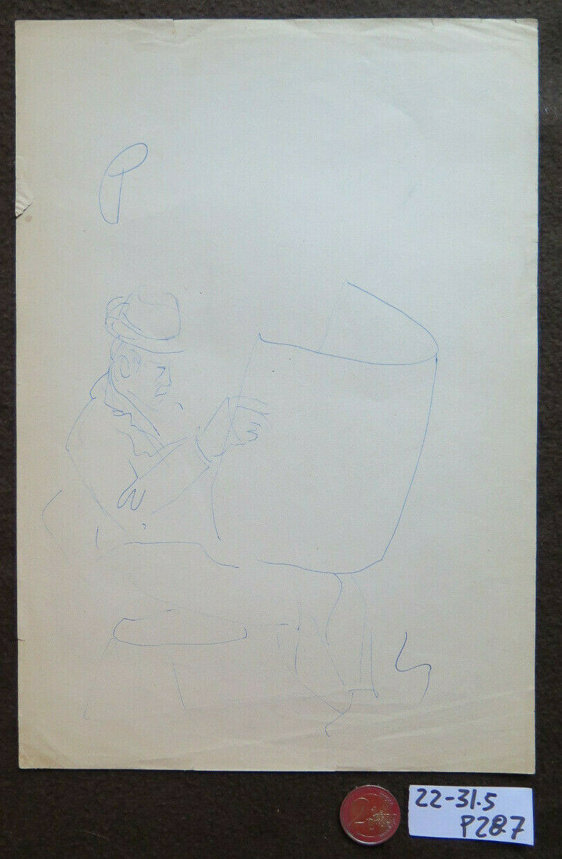 OLD SKETCH DRAWING ON STUDIO PAPER FOR VINTAGE MALE FUGURA P28.7