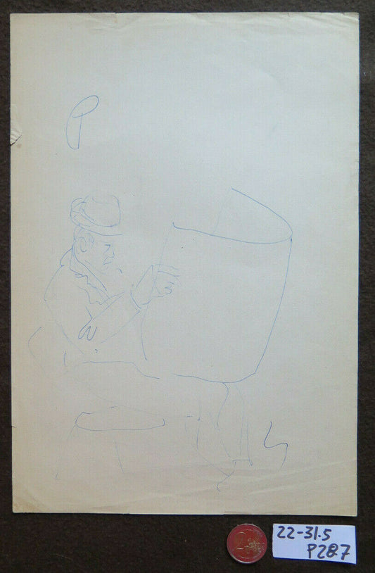 OLD SKETCH DRAWING ON STUDIO PAPER FOR VINTAGE MALE FUGURA P28.7