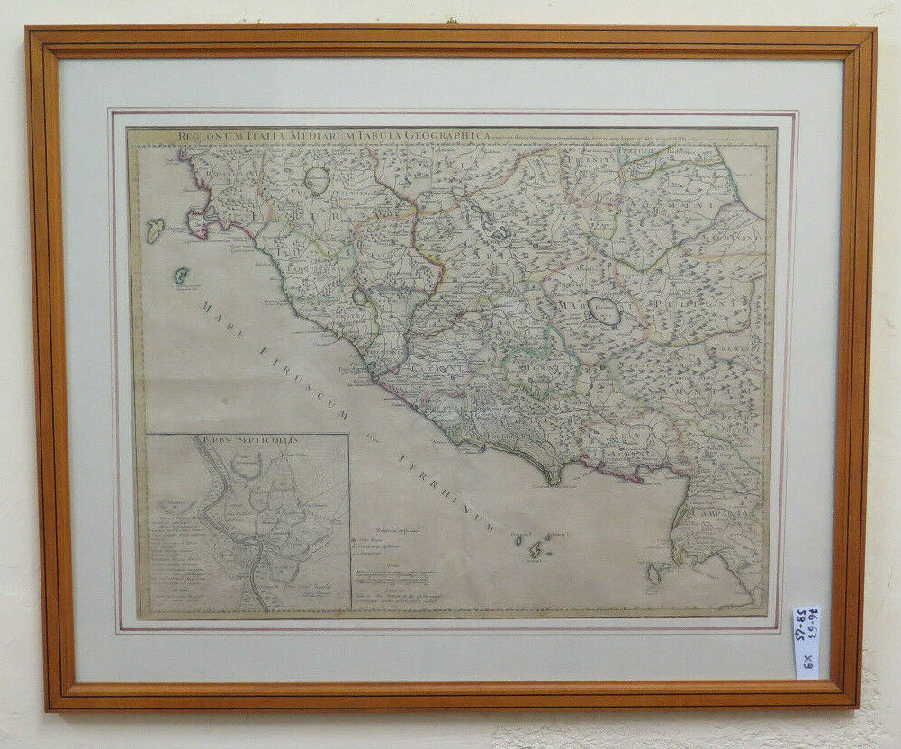 ANTIQUE PRINT GEOGRAPHICAL MAP CENTRAL ITALY MAP 1745 John Senex X9 