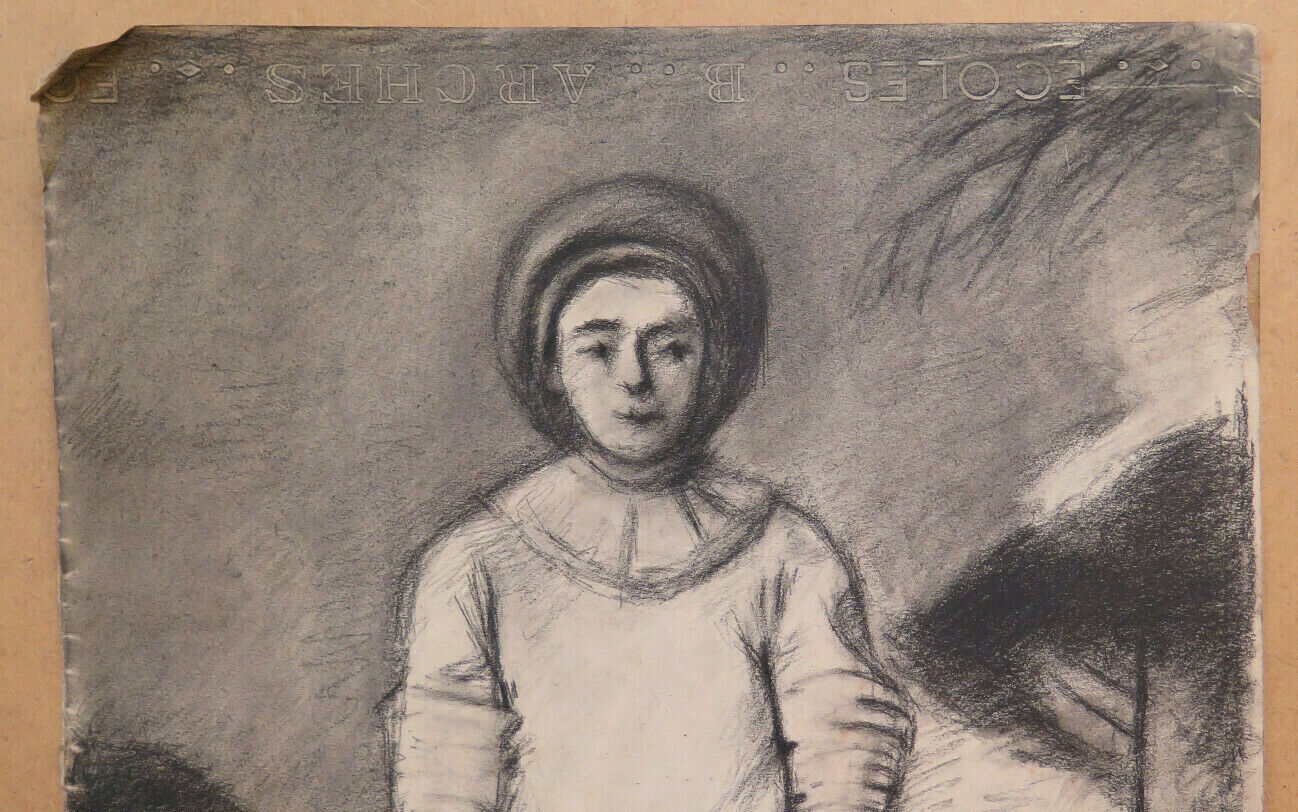 GRANDE DISEGNO ANTICO ISPIRATO WATTEAU PIERROT Pierre Duteurtre DUT BM53.1 F