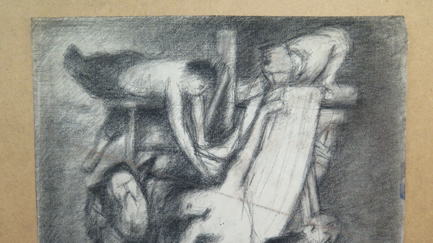 DEPOSITION OF JESUS ​​FROM THE CROSS LARGE ANTIQUE DRAWING Pierre Duteurtre DUT BM53.1 