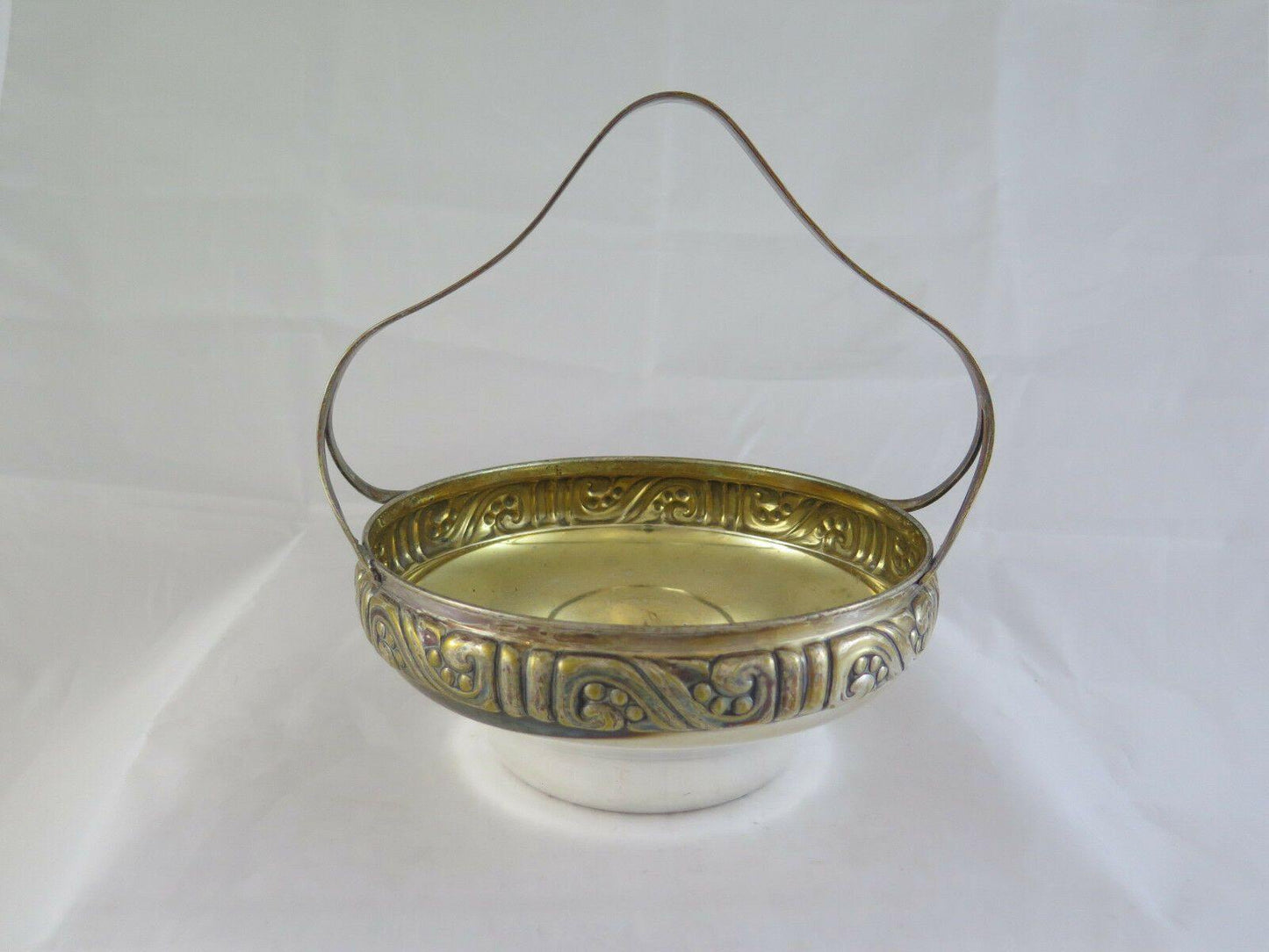 ANTICO CESTINO CENTROTAVOLA ENERET ASTRAL SILVERPLATE ART NOUVEAU BOWL R90 - Belbello Antiques