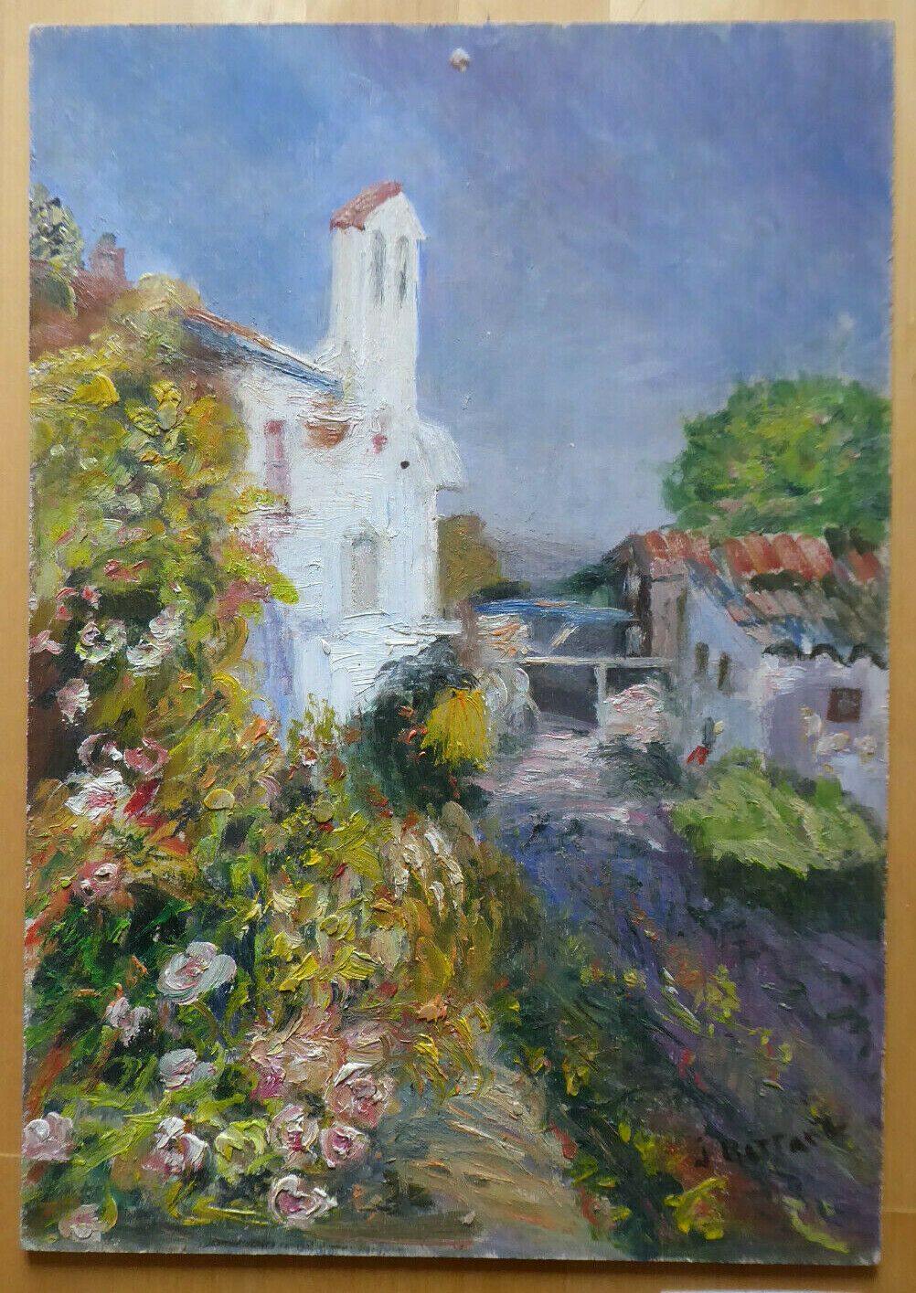 PAESAGGIO IN PRIMAVERA VECCHIO QUADRO IN STILE IMPRESSIONISTA SPAGNA '900 MD3 - Belbello Antiques