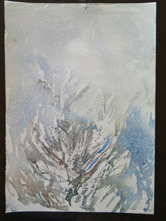 36x50 cm VINTAGE ABSTRACT PAINTING PAINTED WITH THE FROST TECHNIQUE WATERCOLOR P14