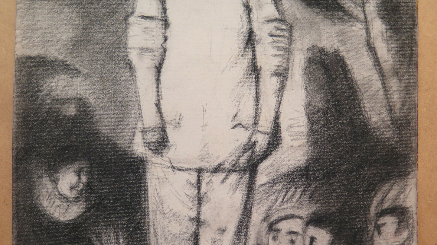 GRANDE DISEGNO ANTICO ISPIRATO WATTEAU PIERROT Pierre Duteurtre DUT BM53.1 H