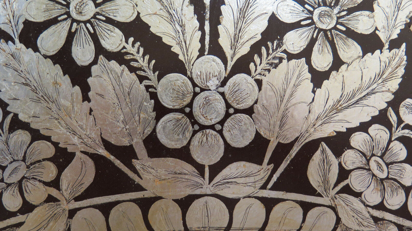 ANCIENT FRIEZE PAINTED ON IRON AND ENGRAVED WITH A BULIN FLORAL STYLE FLOWERS CH13 8
