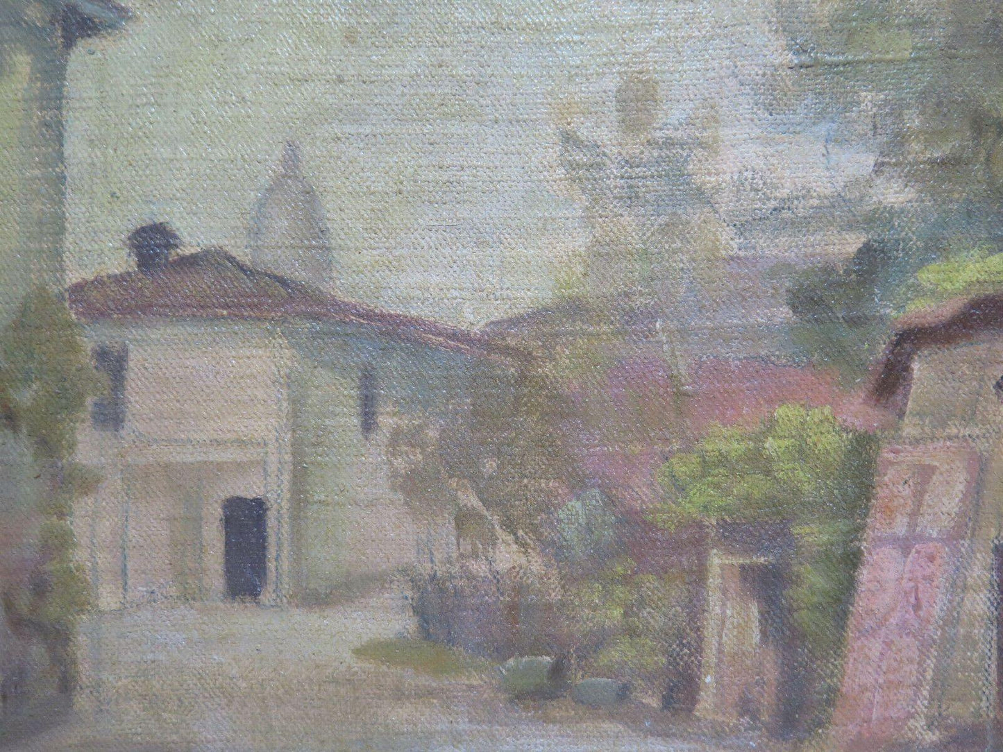 QUADRO ANTICO DIPINTO OLIO SU TAVOLA ORIGINALE FIRMATO PAESAGGIO DI CAMPAGNA p3 - Belbello Antiques