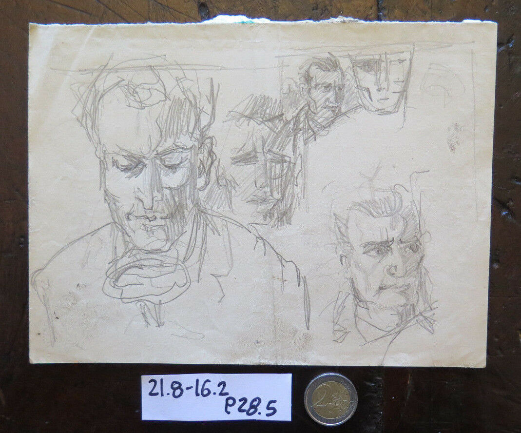 VINTAGE DRAWING STUDY FOR MALE PORTRAITS VINTAGE PREPARATORY SKETCH P28.5