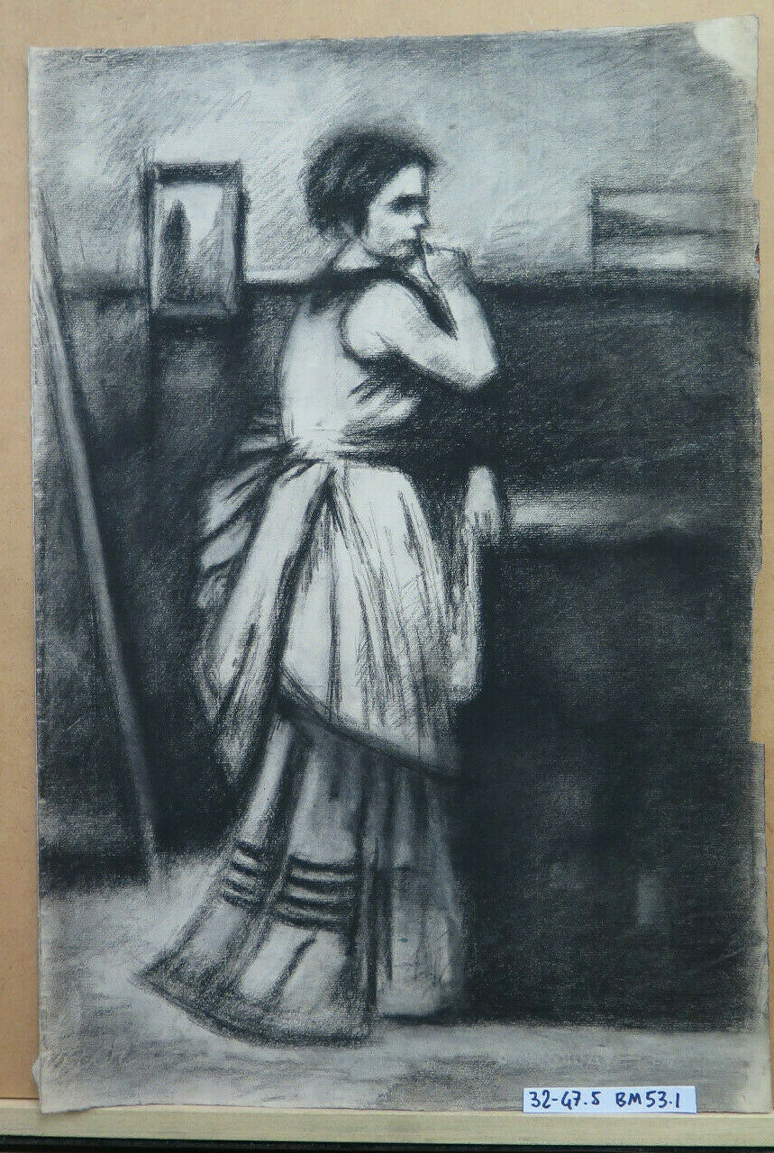 ANTICO DISEGNO OPERA DEL PITTORE Pierre Duteurtre DUT FIGURA FEMMINILE BM53.1