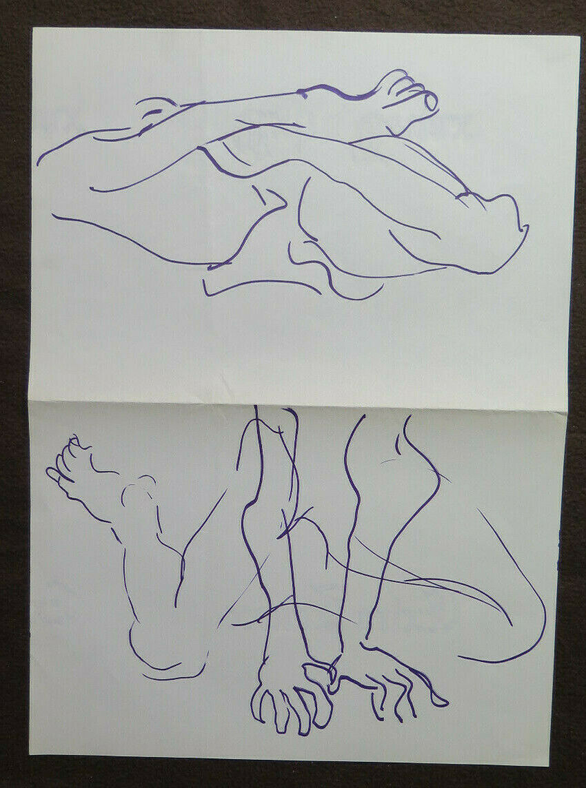 TWO OLD DRAWINGS ON PAPER STUDY SKETCH FOR HUMAN BODY ANATOMY P28.8