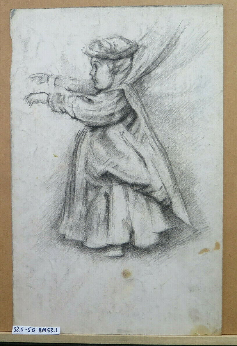 GRANDE DISEGNO ANTICO BAMBINA OPERA PITTORE FRANCIA Pierre Duteurtre DUT BM53.1