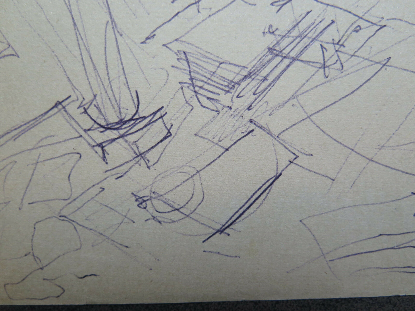 ANCIENT PREPARATORY SKETCH IN PEN ON PAPER HOUSE INTERIOR 1950s P28