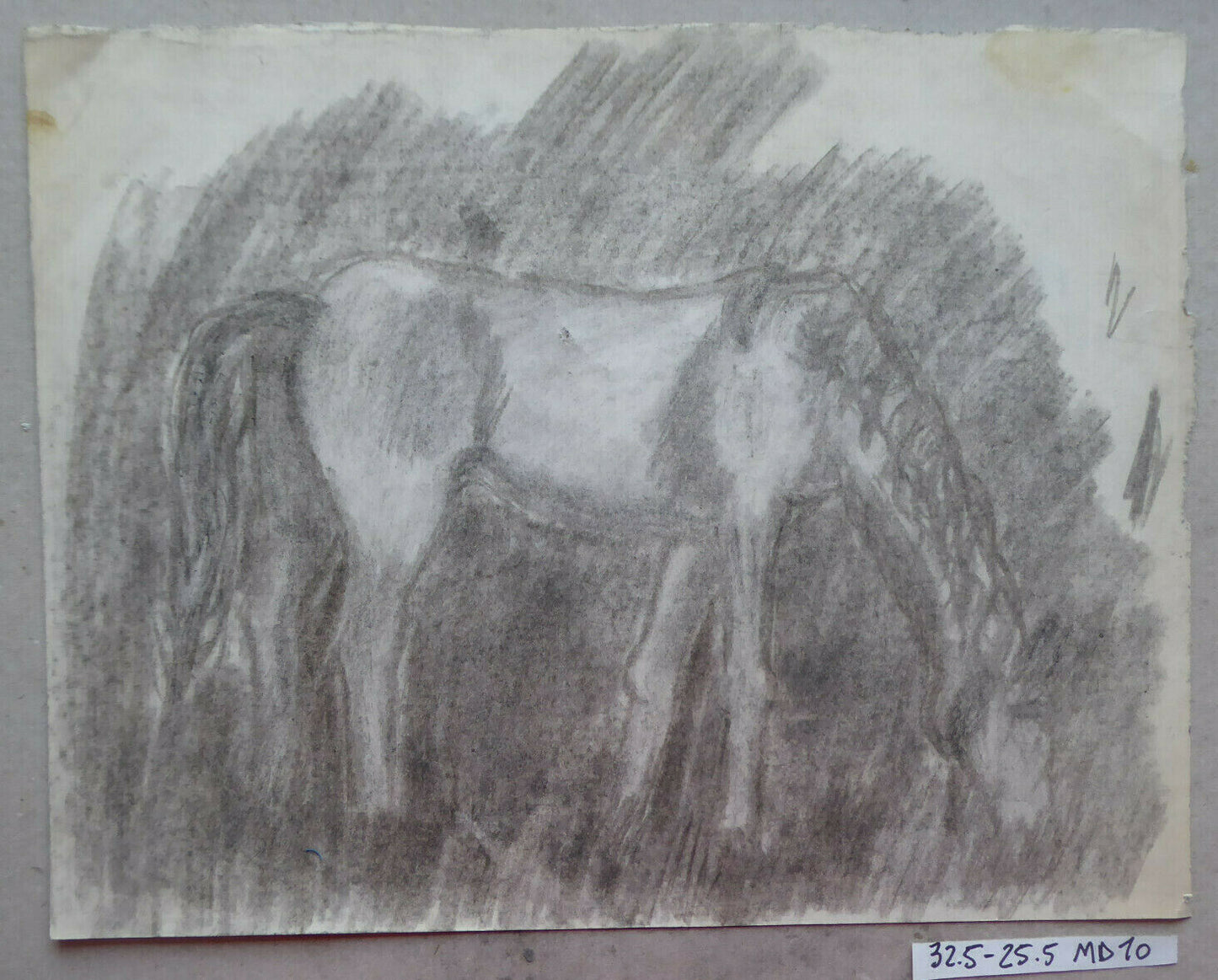 VECCHIO DISEGNO CON CAVALLO EQUESTRE BOZZETTO SCHIZZO SPAGNA VINTAGE QUADRO MD10 - Belbello Antiques