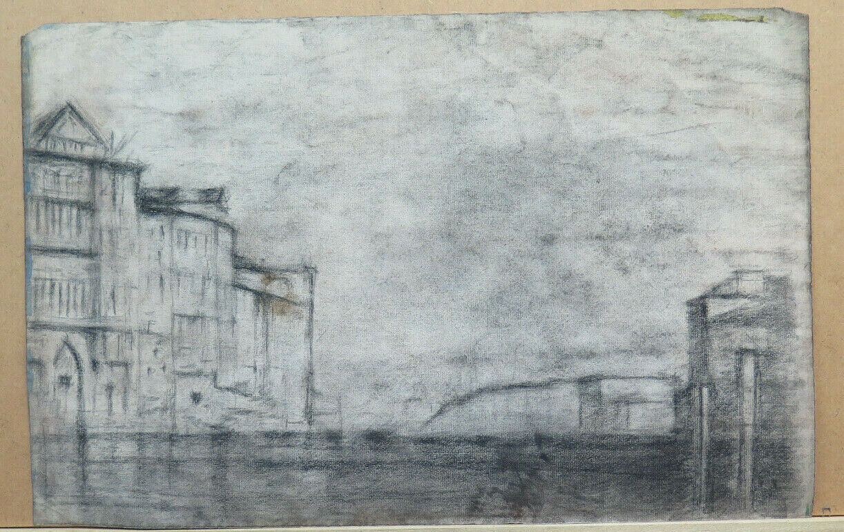 QUADRO DISEGNO ANTICO INTERNO CHIESA GOTICA Pierre Eugène Duteurtre DUT BM53.1