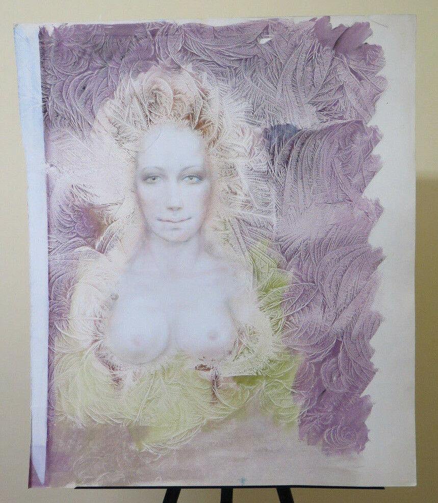 QUADRO NEW WAVE ANNI OTTANTA RITRATTO DI DONNA NUDO FEMMINILE VINTAGE P33.6 - Belbello Antiques