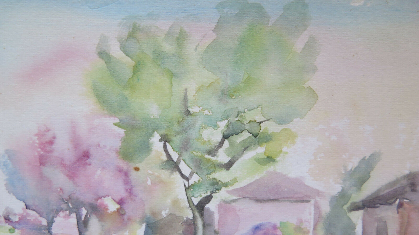 SMALL WATERCOLOR PAINTING ON PAPER WORK BY THE PAINTER G. PANCALDI P28.4 