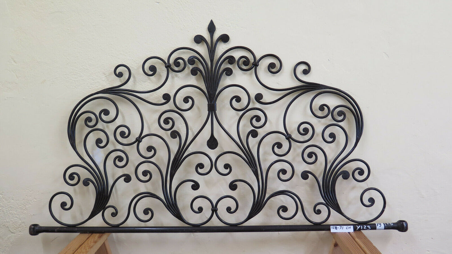 BED HEADBOARD 128 cm IN WROUGHT IRON PEACOCK TAIL HEADBOARD VINTAGE 19 