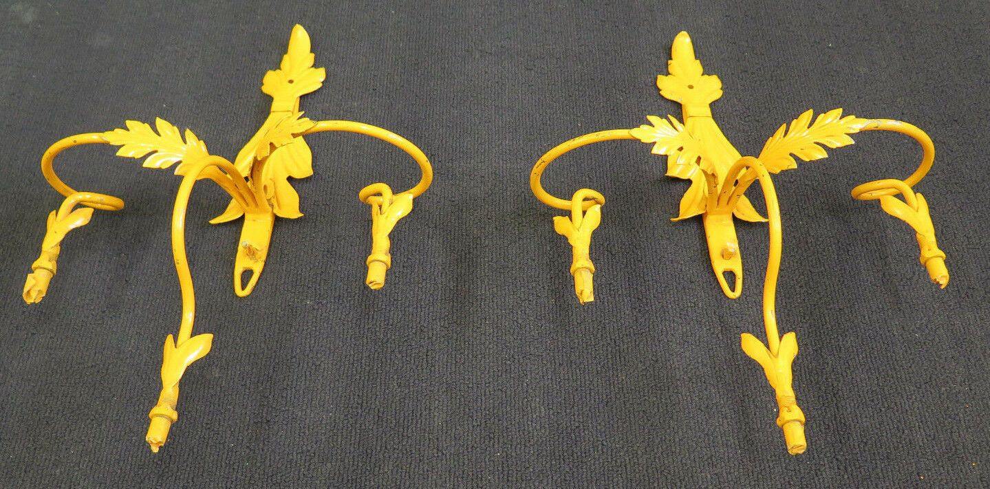 2 APPLIQUE DA PARETE IN FERRO BATTUTO VINTAGE COPPIA DI LAMPADE DA PARETE CH14 6 - Belbello Antiques