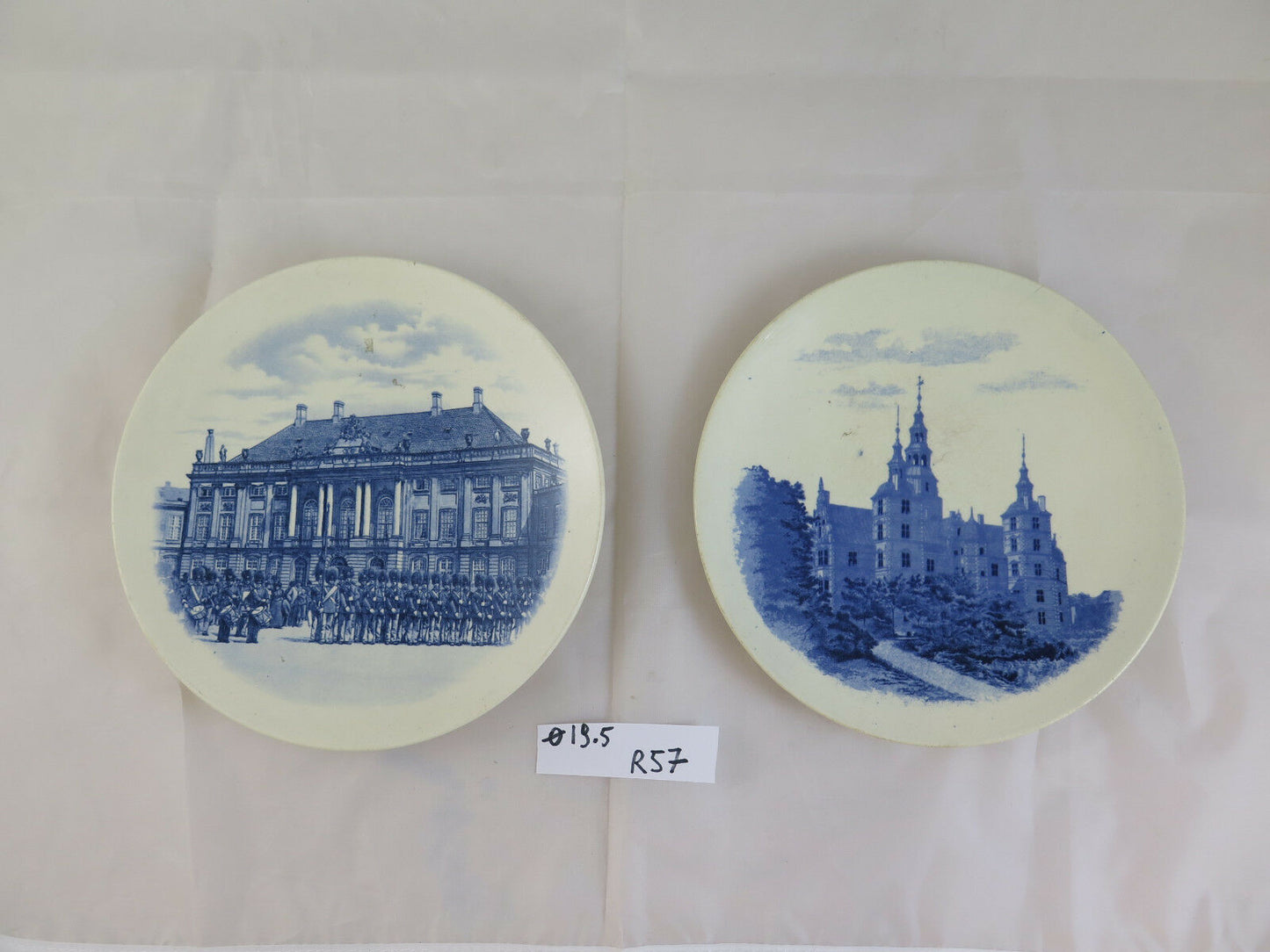 ANTIQUE CERAMIC PLATES Sarreguemines France ROSENBORG CASTLE AMALIENBORG R57