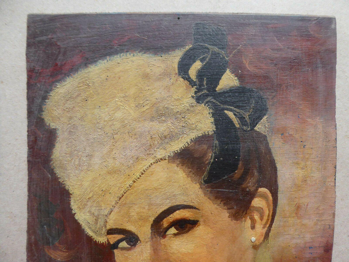 24x31cm ELEGANTE RITRATTO SIGNORA VECCHIO QUADRO OLIO FIRMATO OSCAR LOZA MD10 - Belbello Antiques