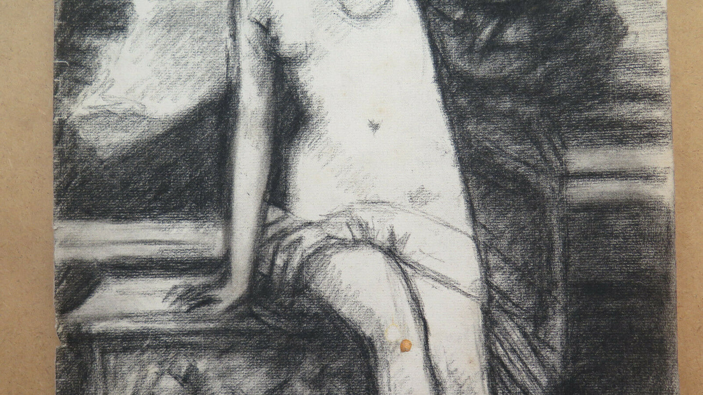 NUDO FEMMINILE GRANDE DISEGNO QUADRO ANTICO ARTISTA Pierre Duteurtre DUT BM53.1