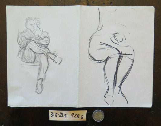 SKETCH DRAWING ON PAPER BY G. PANCALDI STUDIO FOR SEATED HUMAN FIGURES P28.5