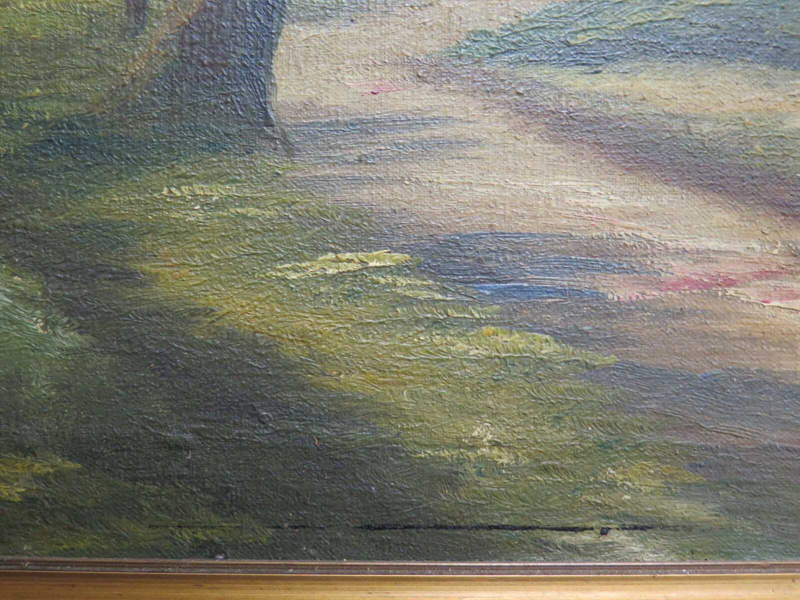 QUADRO AD OLIO DIPINTO ANTICO PAESAGGIO DELLA CAMPAGNA NORD EUROPA ORGINALE R94 - Belbello Antiques