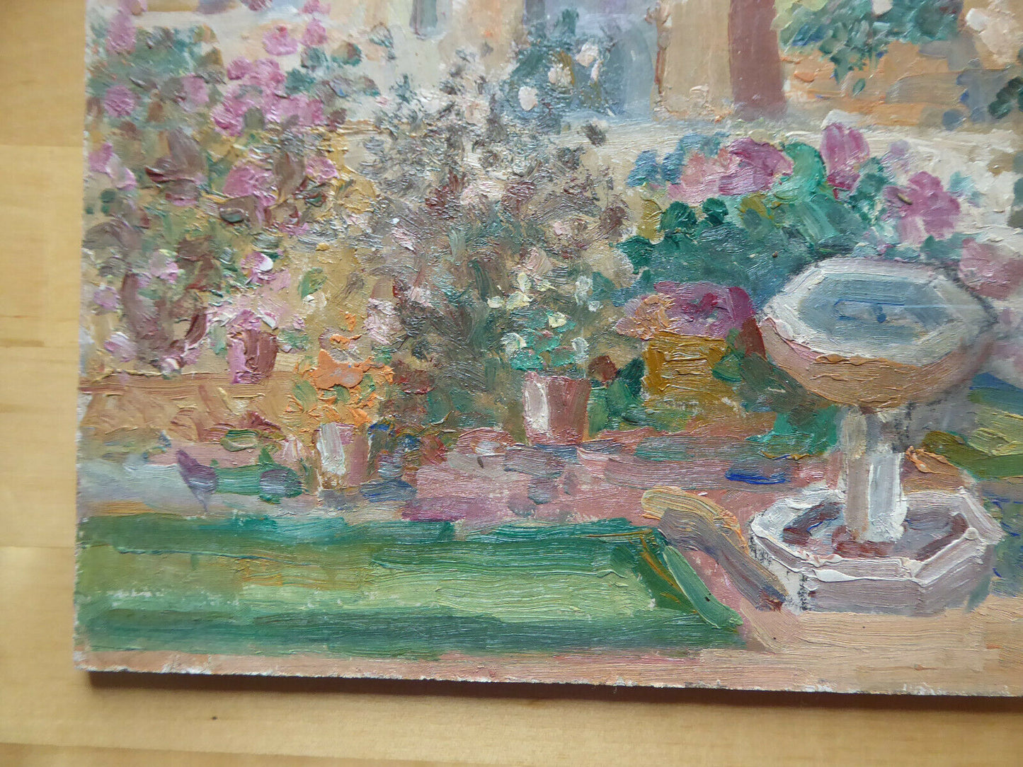 PICCOLO DIPINTO AD OLIO SU TAVOLA 31X21 CM VEDUTA STILE IMPRESSIONISTA MD1