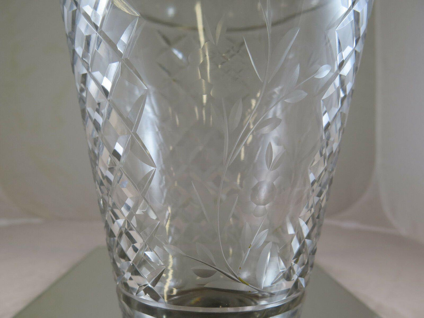 VASO IN VETRO CON BASE IN LEGNO PRIMO NOVECENTO VINTAGE CRYSTAL VASE R25 - Belbello Antiques